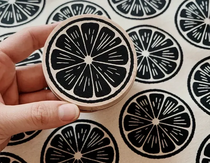 DIY lemon fabric stamping on a budget | Easy citrus print idea