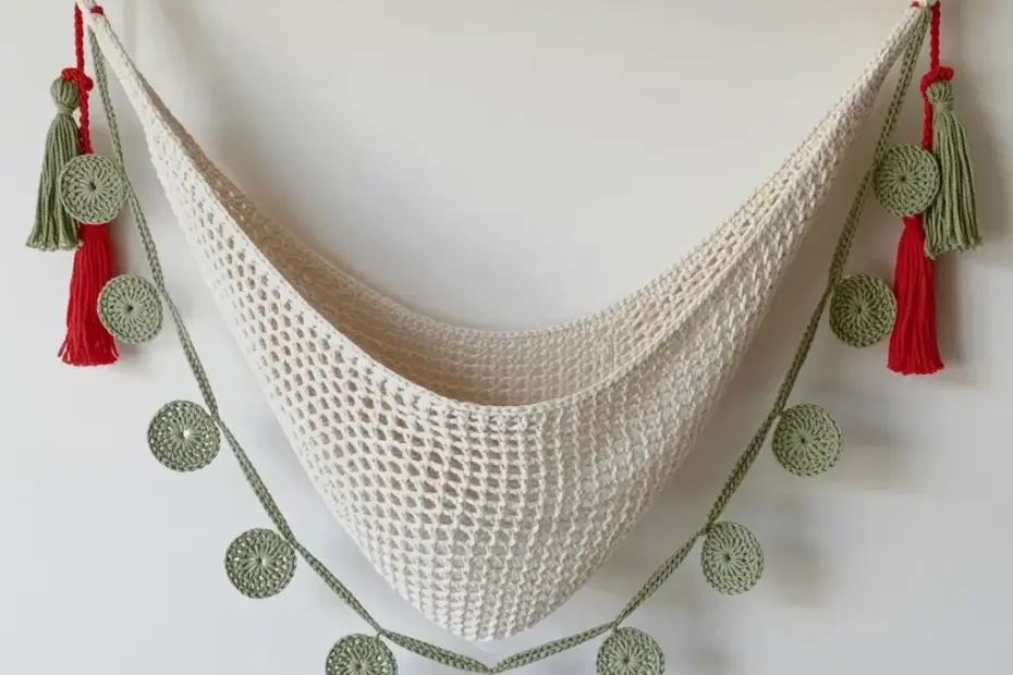 Crochet Wall Hanging with Sage Tassels | Boho Hammock Decor Idea