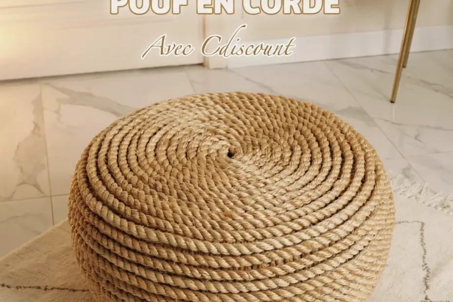 Rope Pouf Before and After | Pool Noodle Hack for Natural Fiber Decor