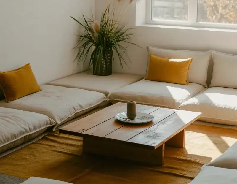 Floor Seating Living Room Setup Ideas - My Cozy Minimalist Go-To Spot