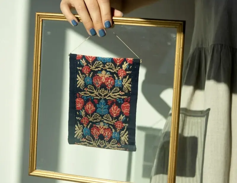 How to Frame a Textile Wall Hanging | Gold Frame Display Idea for Vintage Fabric