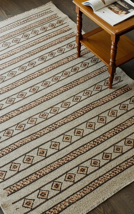 Geometric Area Rug Before & After: How This Beige Brown Diamond Rug Changed Our Room